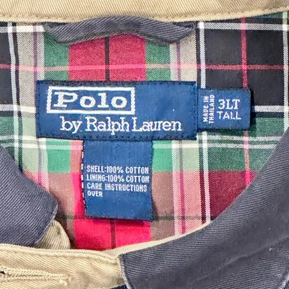 Vintage Polo Ralph Lauren Plaid Lined Harrington Jacket Blue Size 3LT Tall Lined - Picture 6 of 7